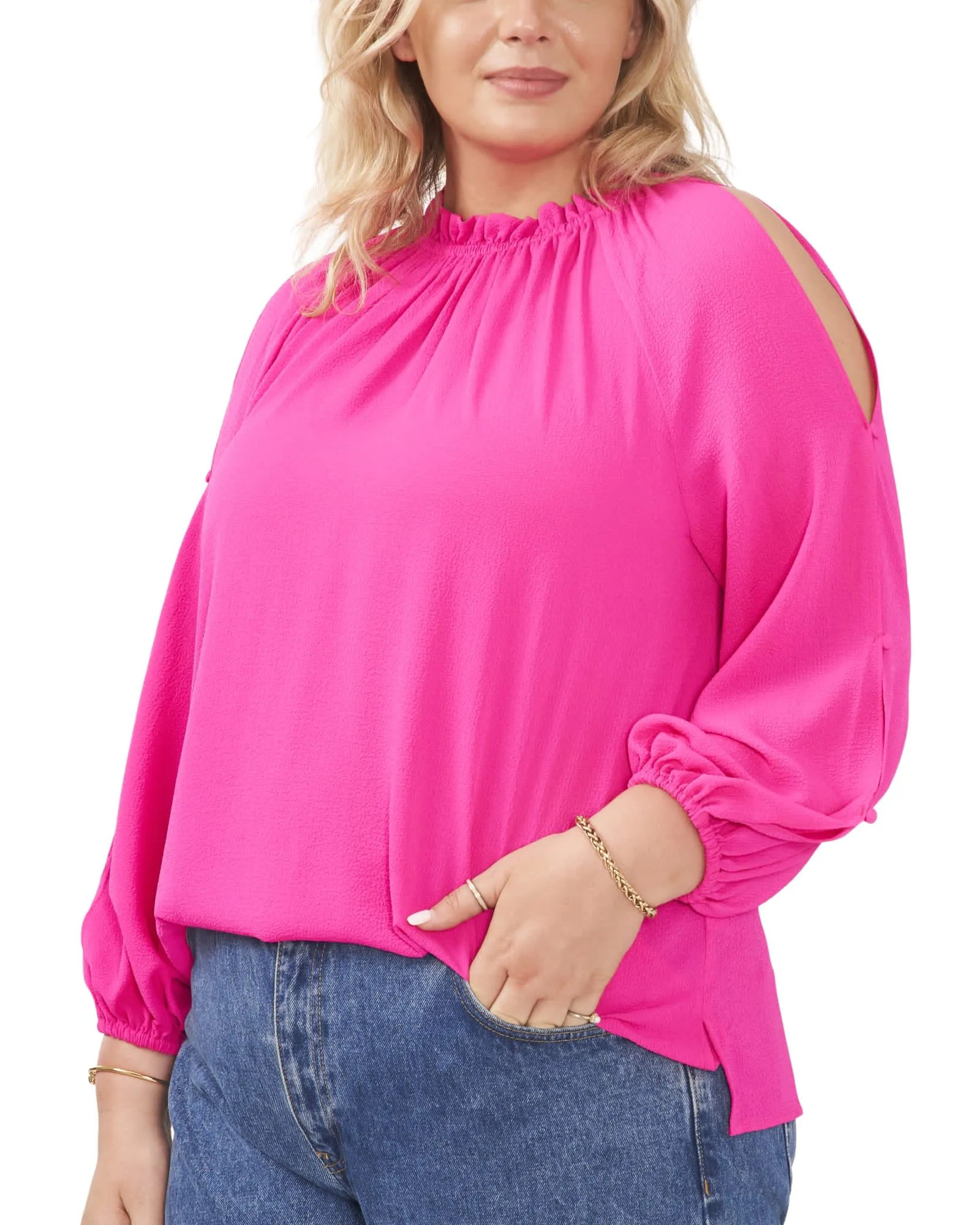 Abigail Open Shoulder Blouse | HOT PINK