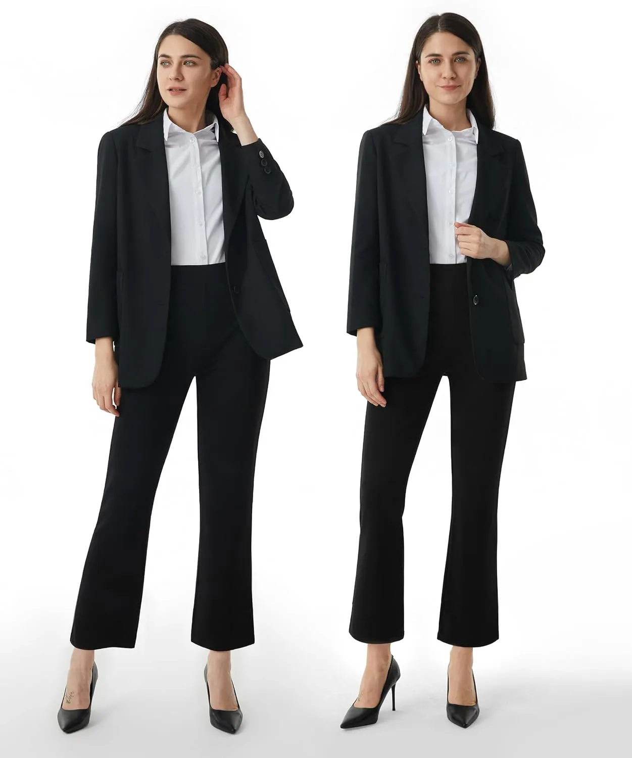 AFITNE Women's Yoga Dress Pants with Pockets High Waisted Pull On Straight Leg Cropped Pants Stretchy Work Ankle Pants