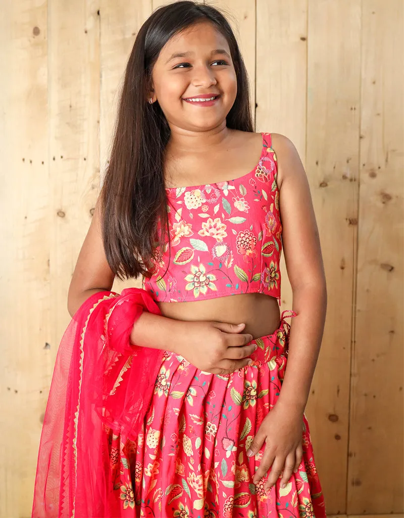 All Season Designer Silk Digital Print With Blouse Heavy Sequance Work Pink Kids Lehenga Choli Silk Heavy Soft Net Pink