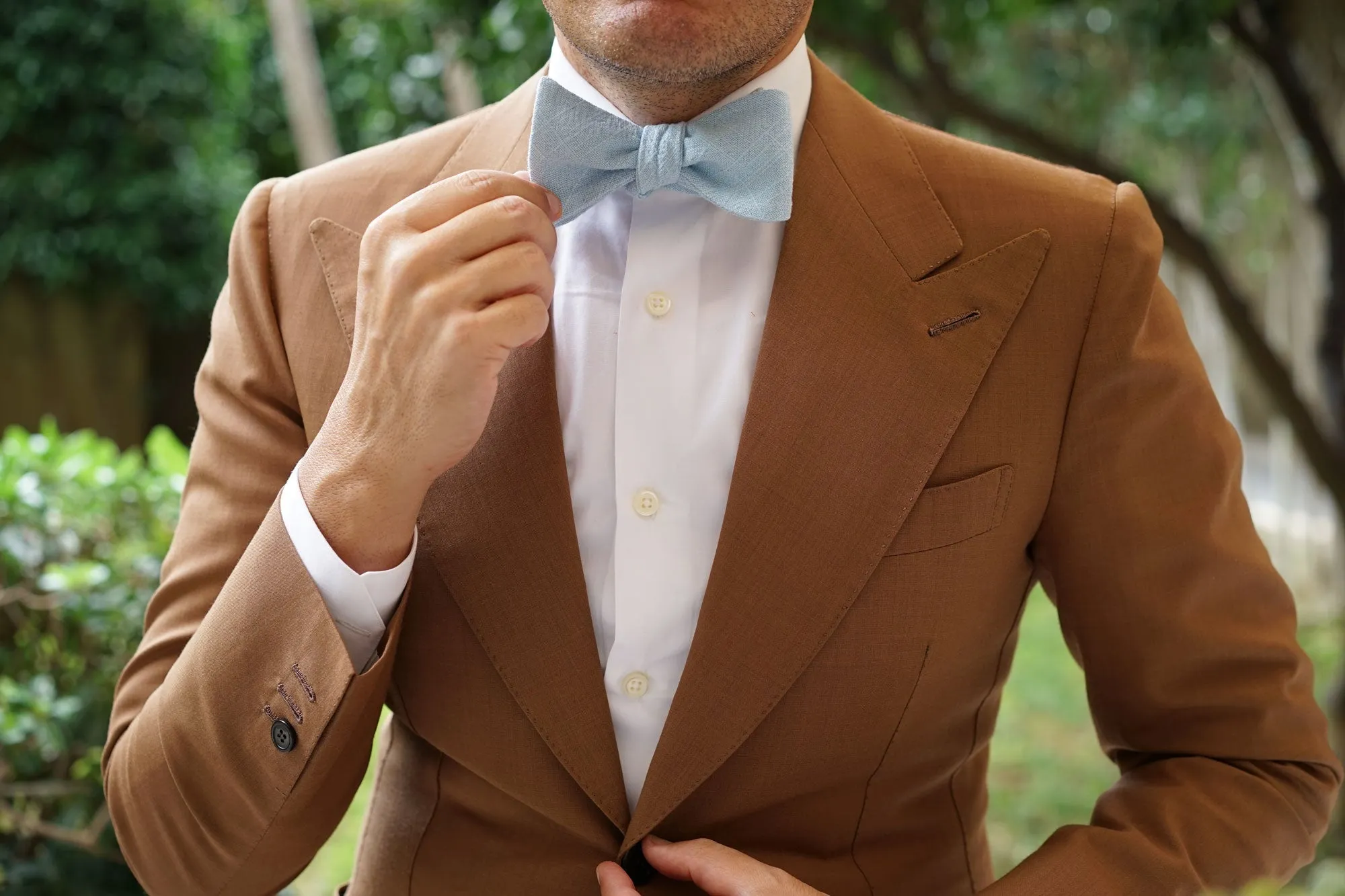Argentinian Ice Blue Linen Self Bow Tie