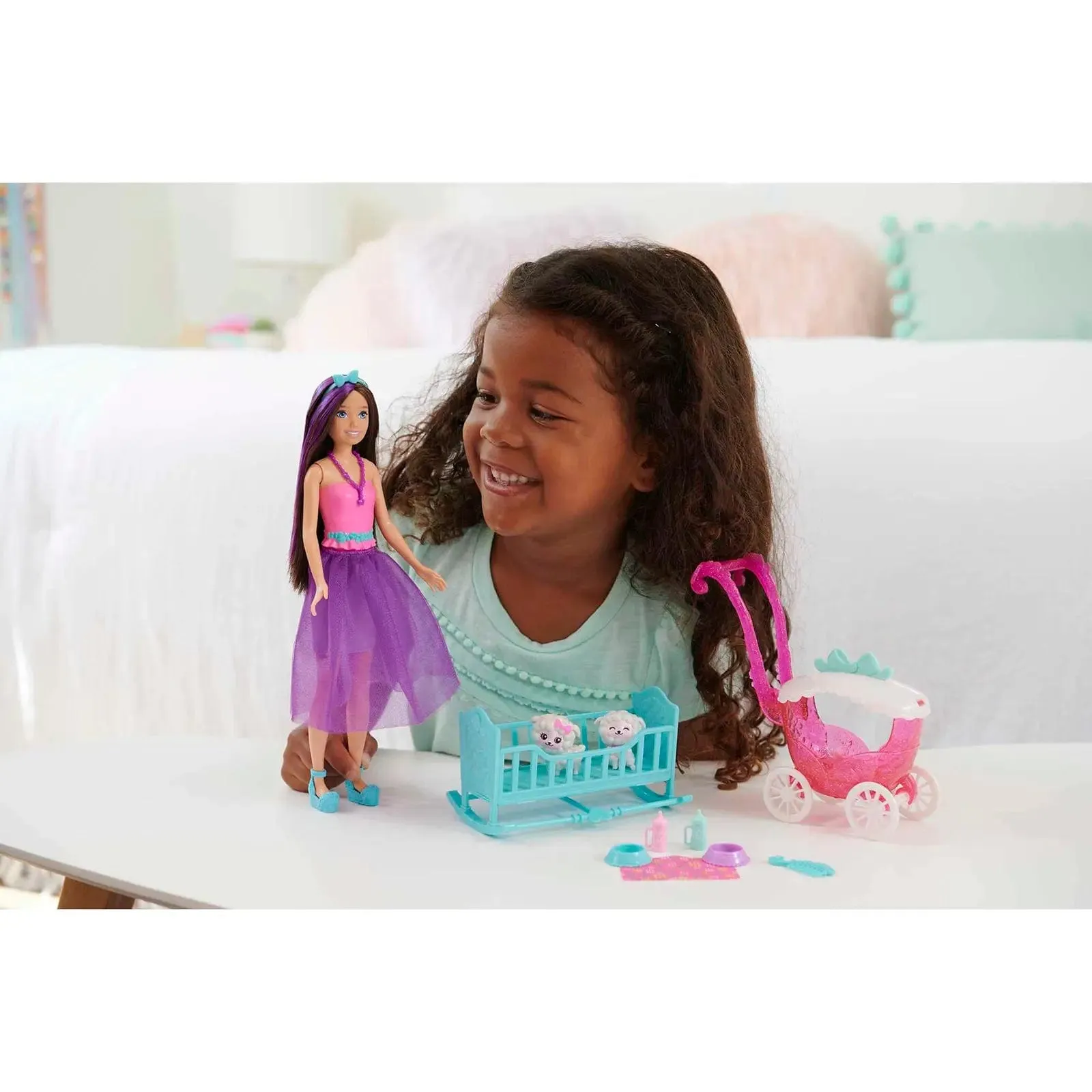 Barbie Dreamtopia Skipper Doll Nurturing Playset Pushchair Cot
