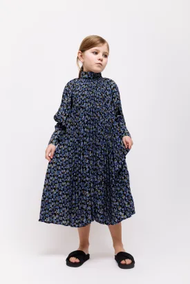 CHRISTINA ROHDE BLUE FLORAL PLEATED DRESS