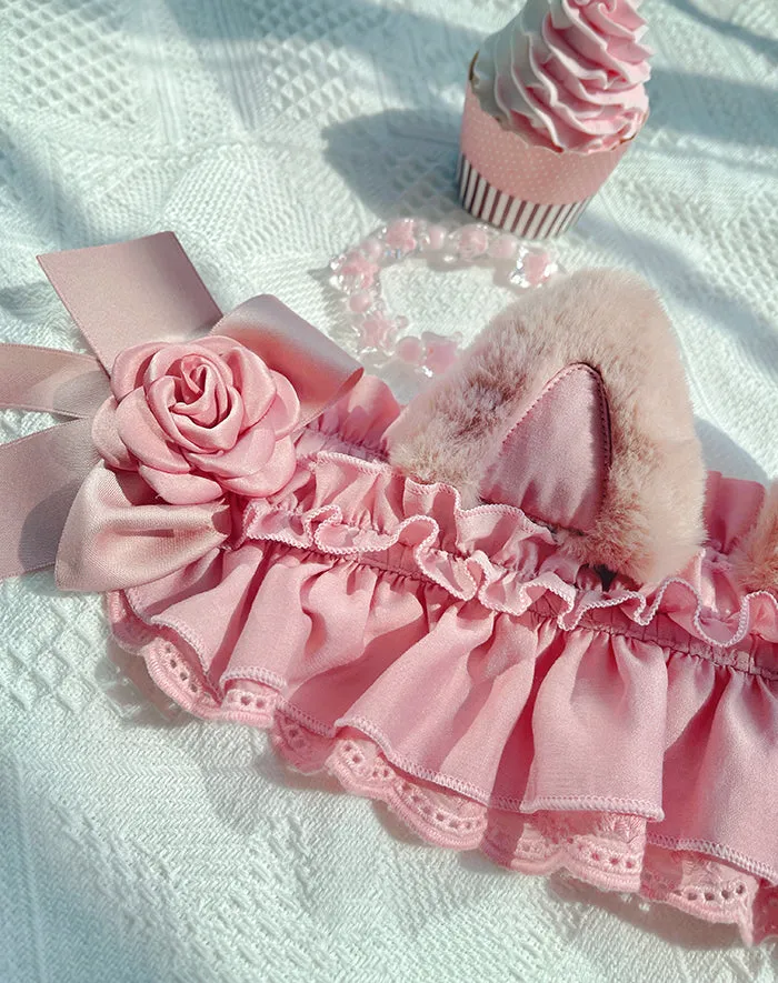 Confused Fox ~ Ruffled Lolita Headpiece w. Cute Ear Decor by Alice Girl ~ Pre-order