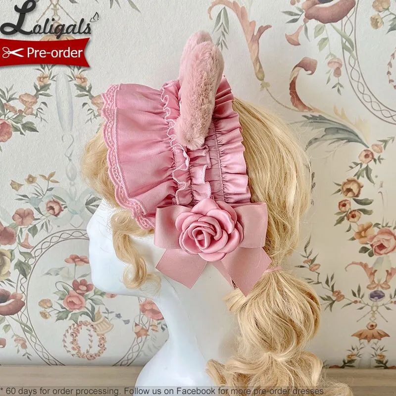 Confused Fox ~ Ruffled Lolita Headpiece w. Cute Ear Decor by Alice Girl ~ Pre-order