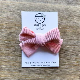 Corduroy Hair Bow: Alligator Clip Pink