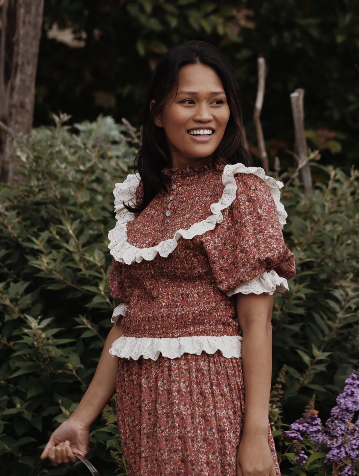 ESLEY DRESS DITSY FLORAL IN POPPY