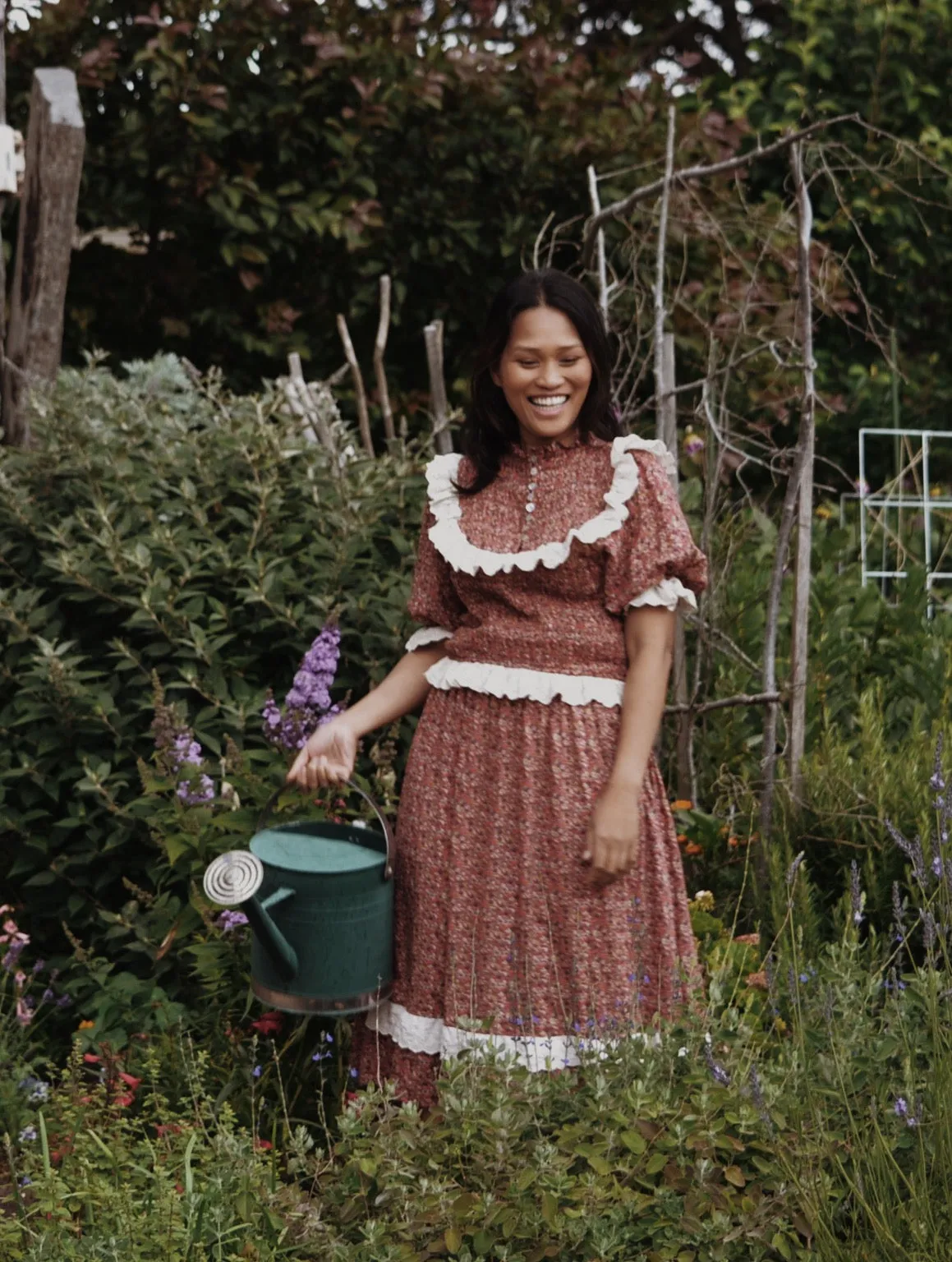 ESLEY DRESS DITSY FLORAL IN POPPY