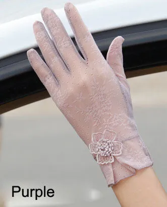 Flower Pearl Lace Gloves