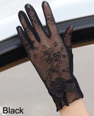 Flower Pearl Lace Gloves