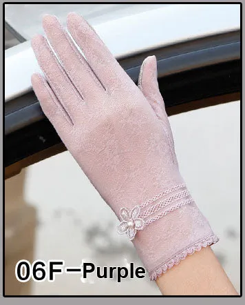 Flower Pearl Lace Gloves