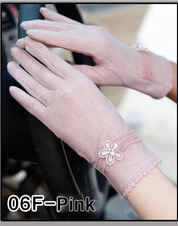 Flower Pearl Lace Gloves