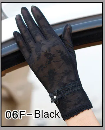Flower Pearl Lace Gloves
