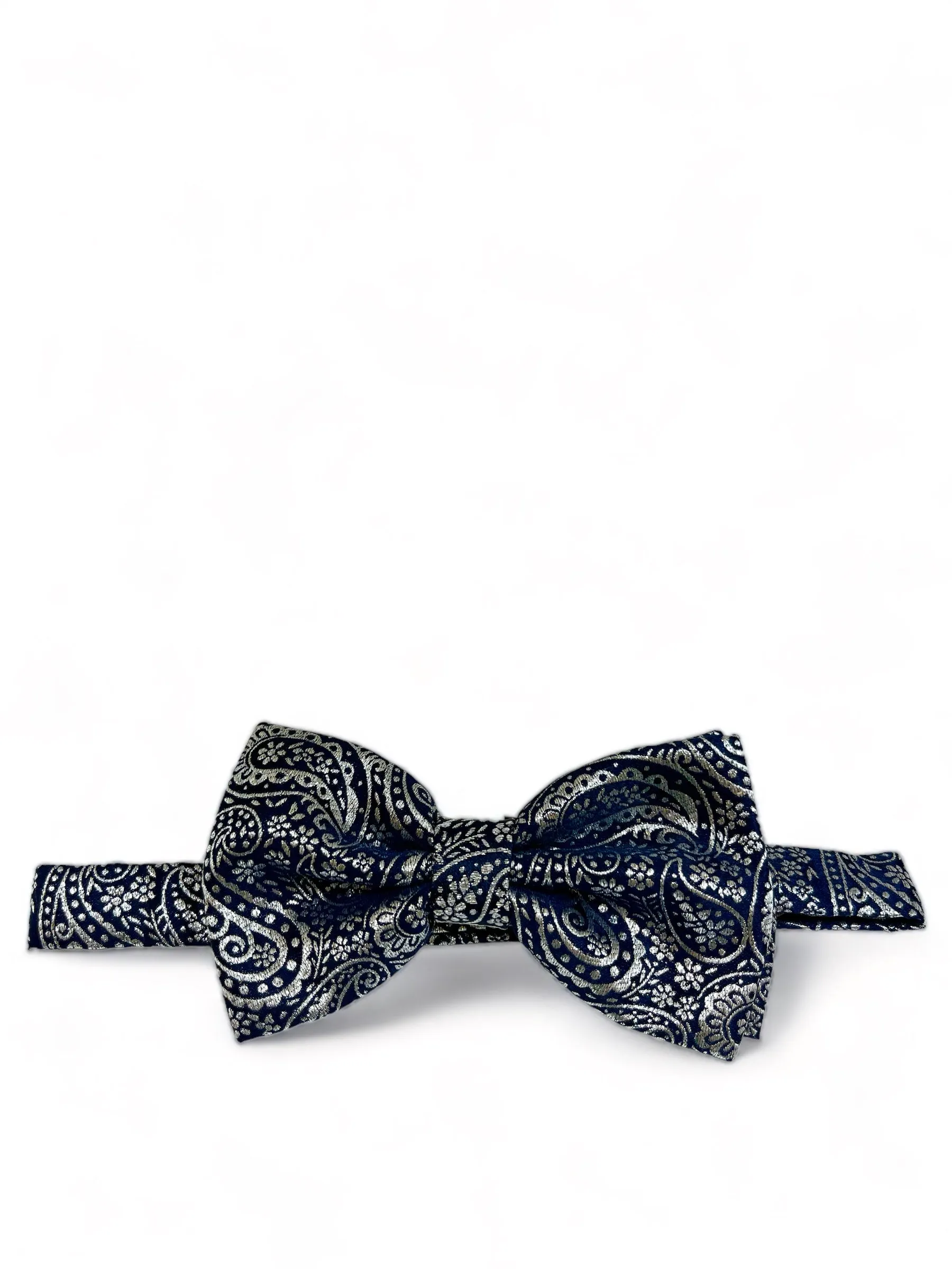 Formal Navy and Silver Bow Tie Set