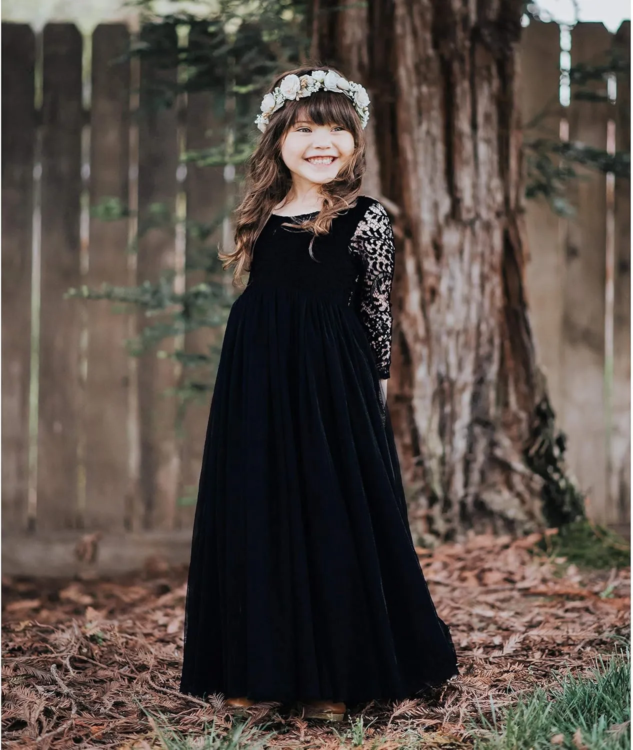Girl Toddler Full-Length Straight Tulle Tutu Lace Back Party Flower Girl Dress