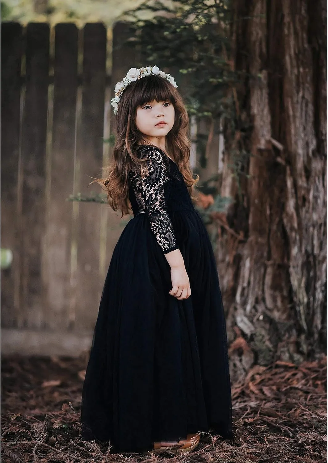 Girl Toddler Full-Length Straight Tulle Tutu Lace Back Party Flower Girl Dress
