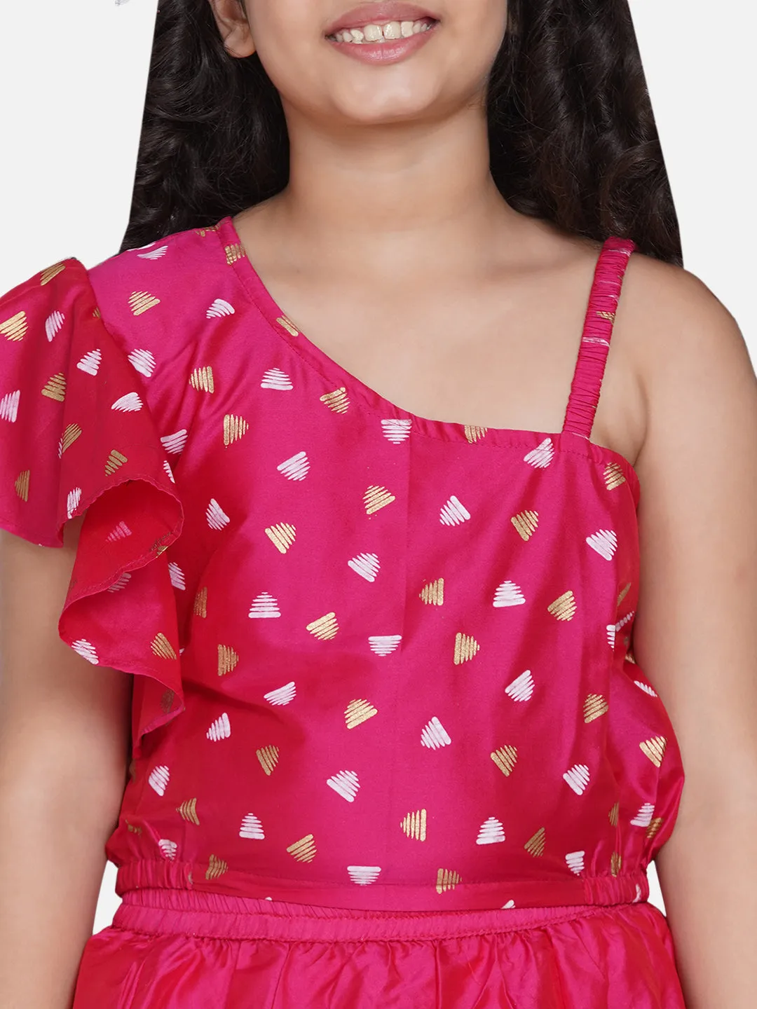 Girls Pink Ready to Wear Lehenga Choli