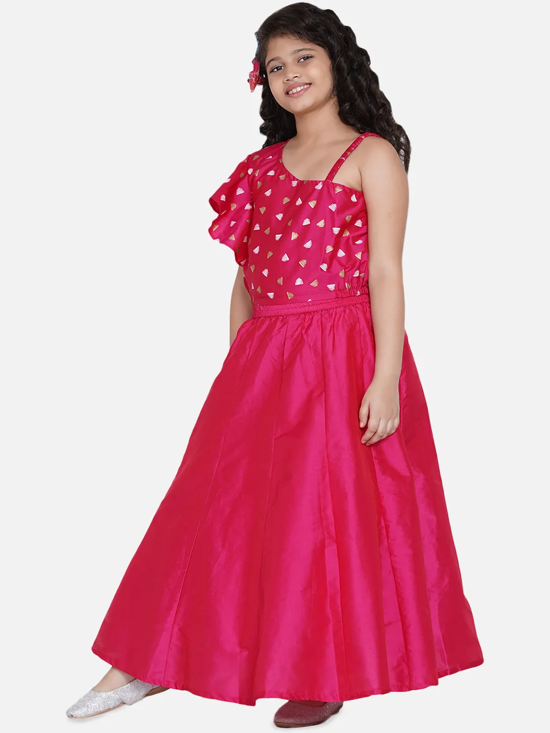 Girls Pink Ready to Wear Lehenga Choli