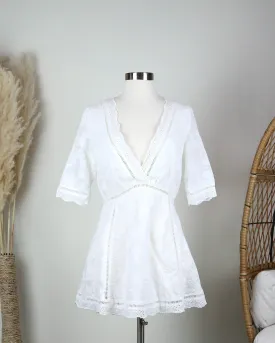 Honey Punch Off Duty Plunging Festival Women's Dress in White