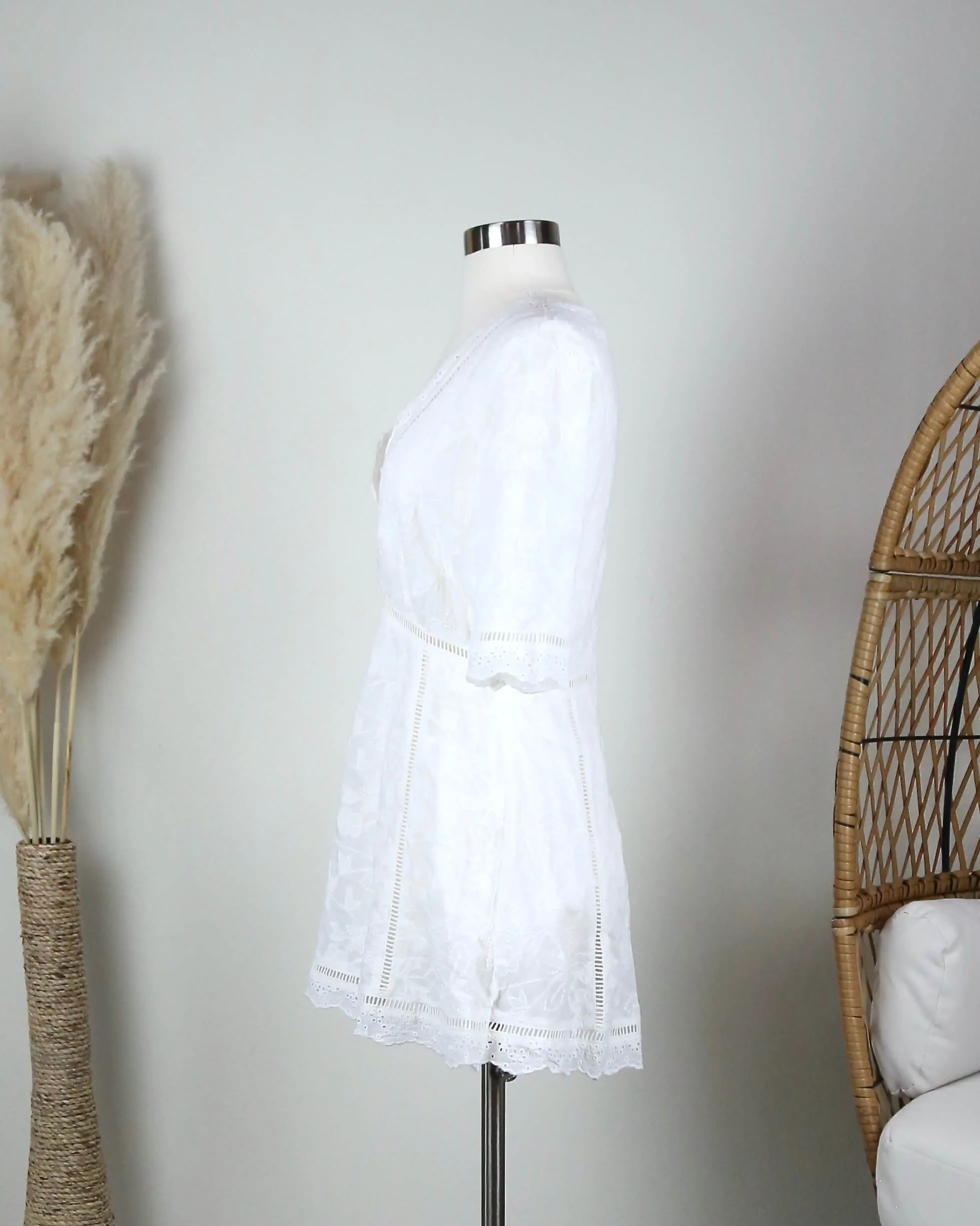 Honey Punch Off Duty Plunging Festival Women's Dress in White