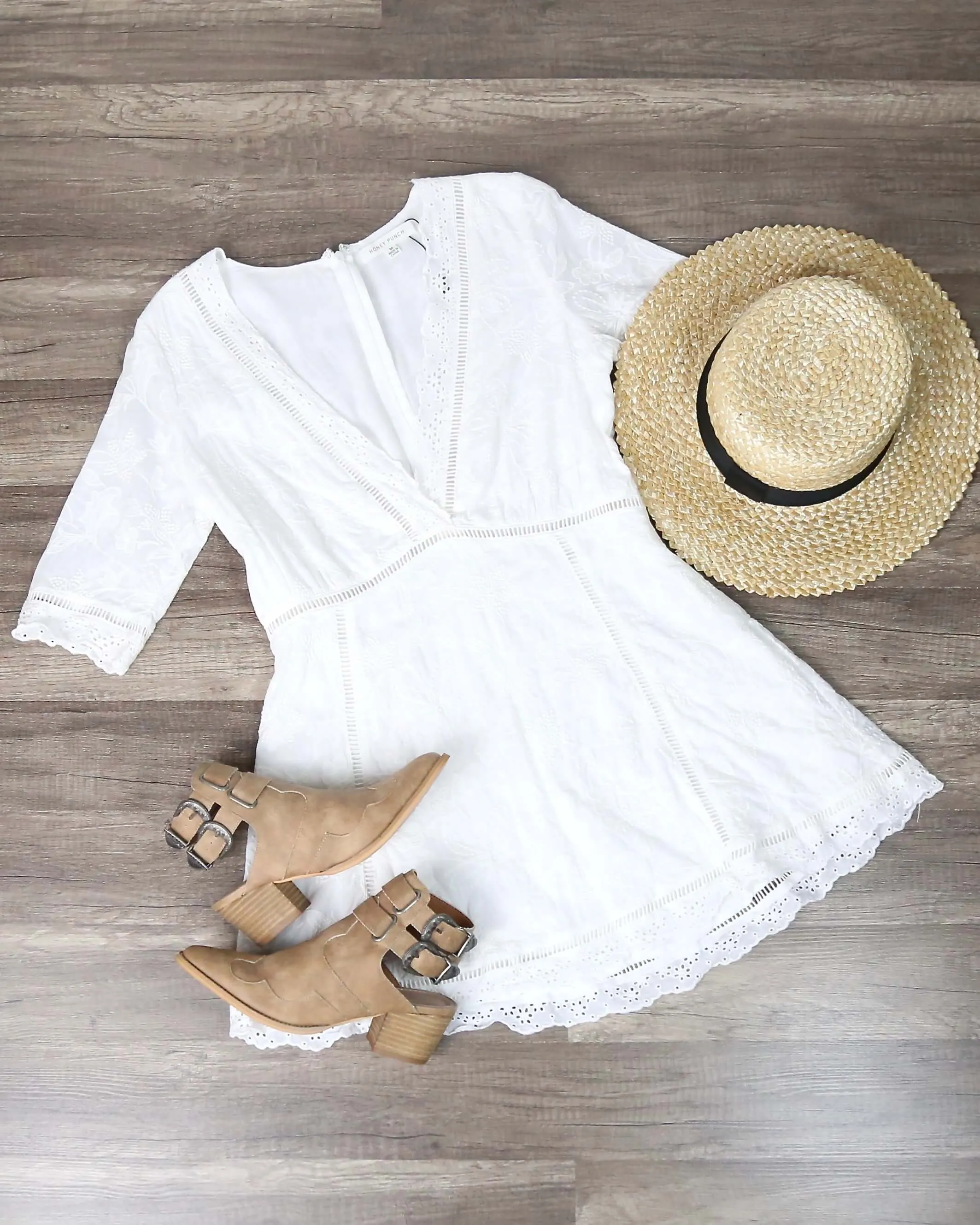 Honey Punch Off Duty Plunging Festival Women's Dress in White