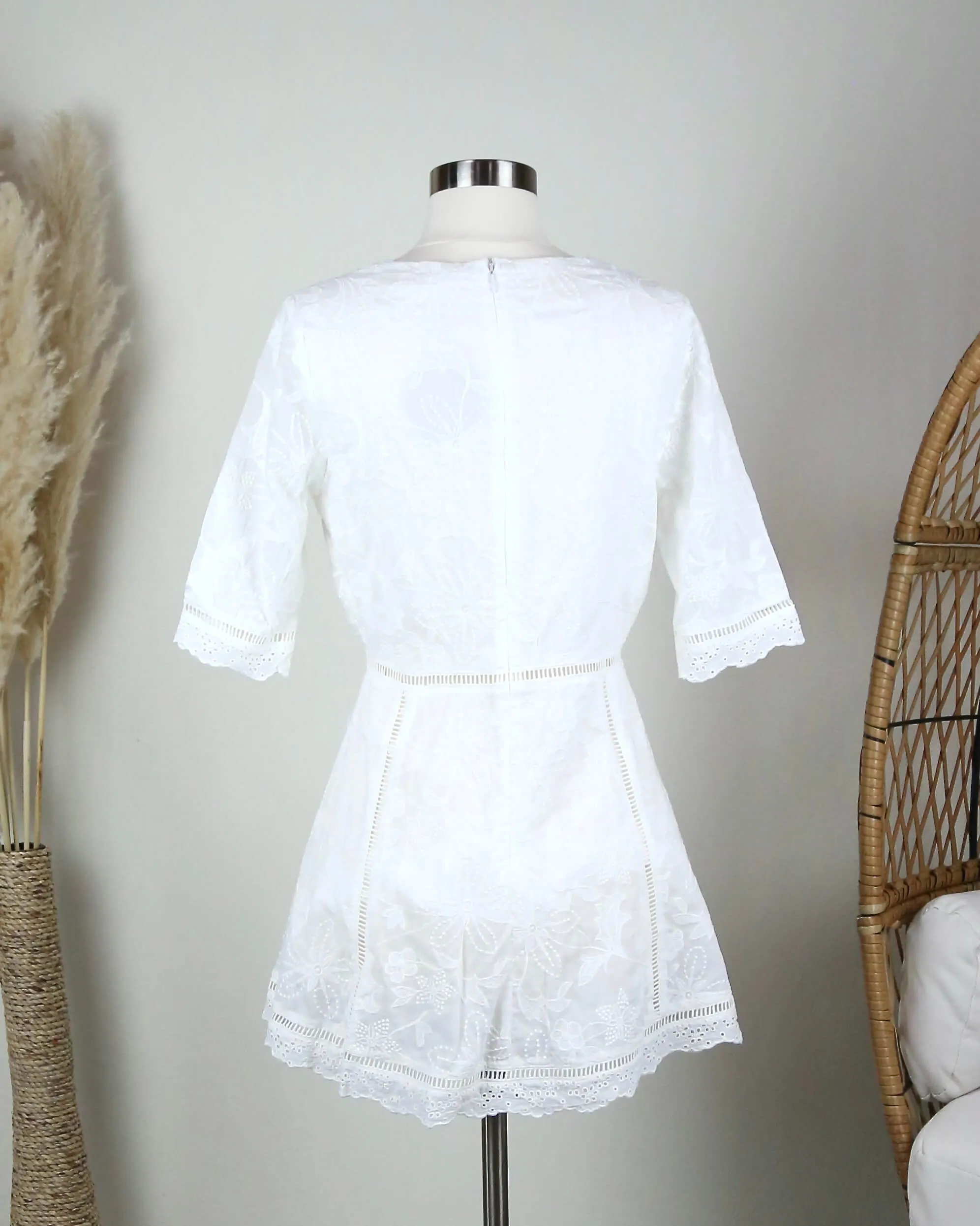 Honey Punch Off Duty Plunging Festival Women's Dress in White