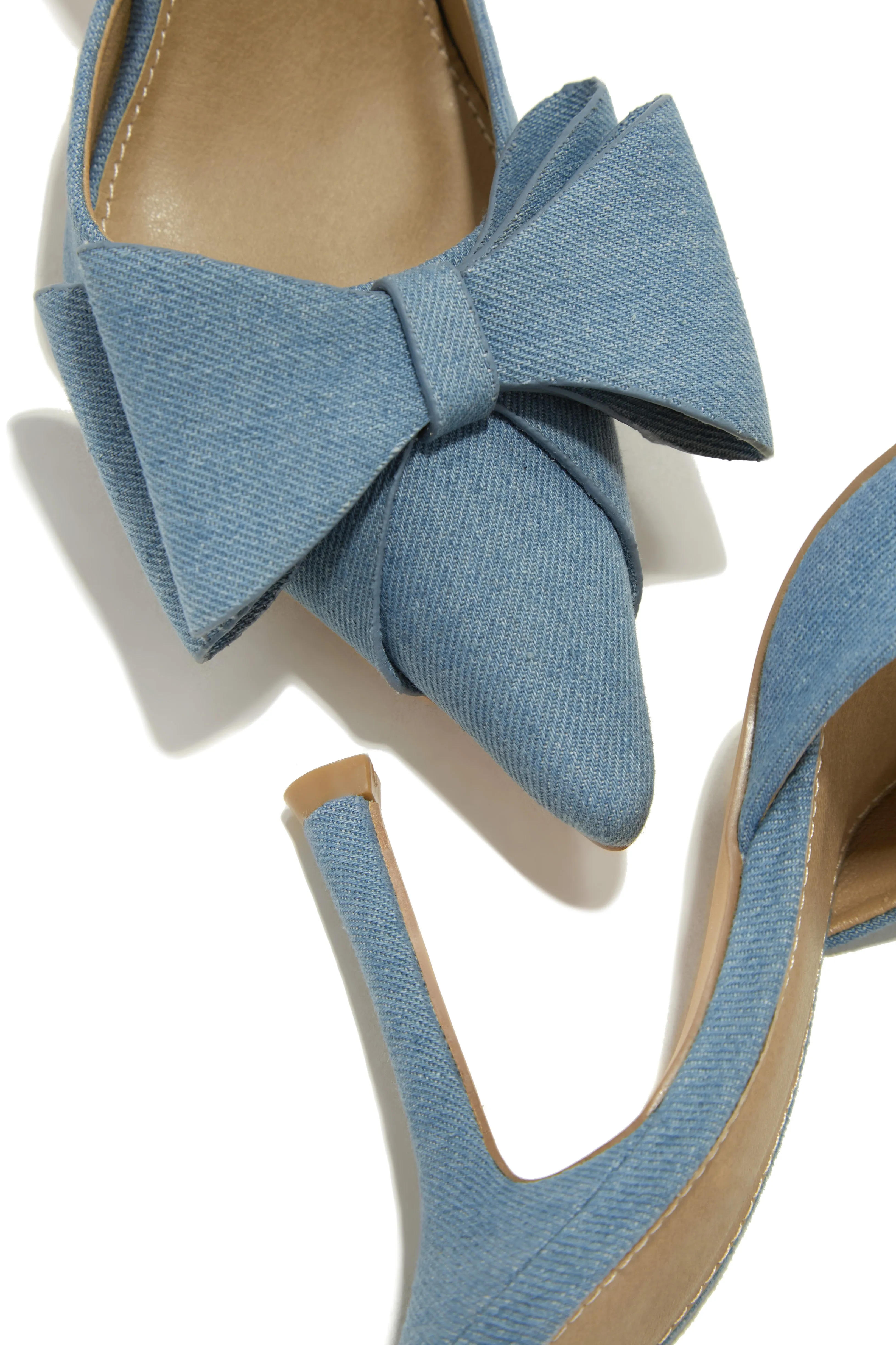 Jodene Bow Front Mule Heels - Blue