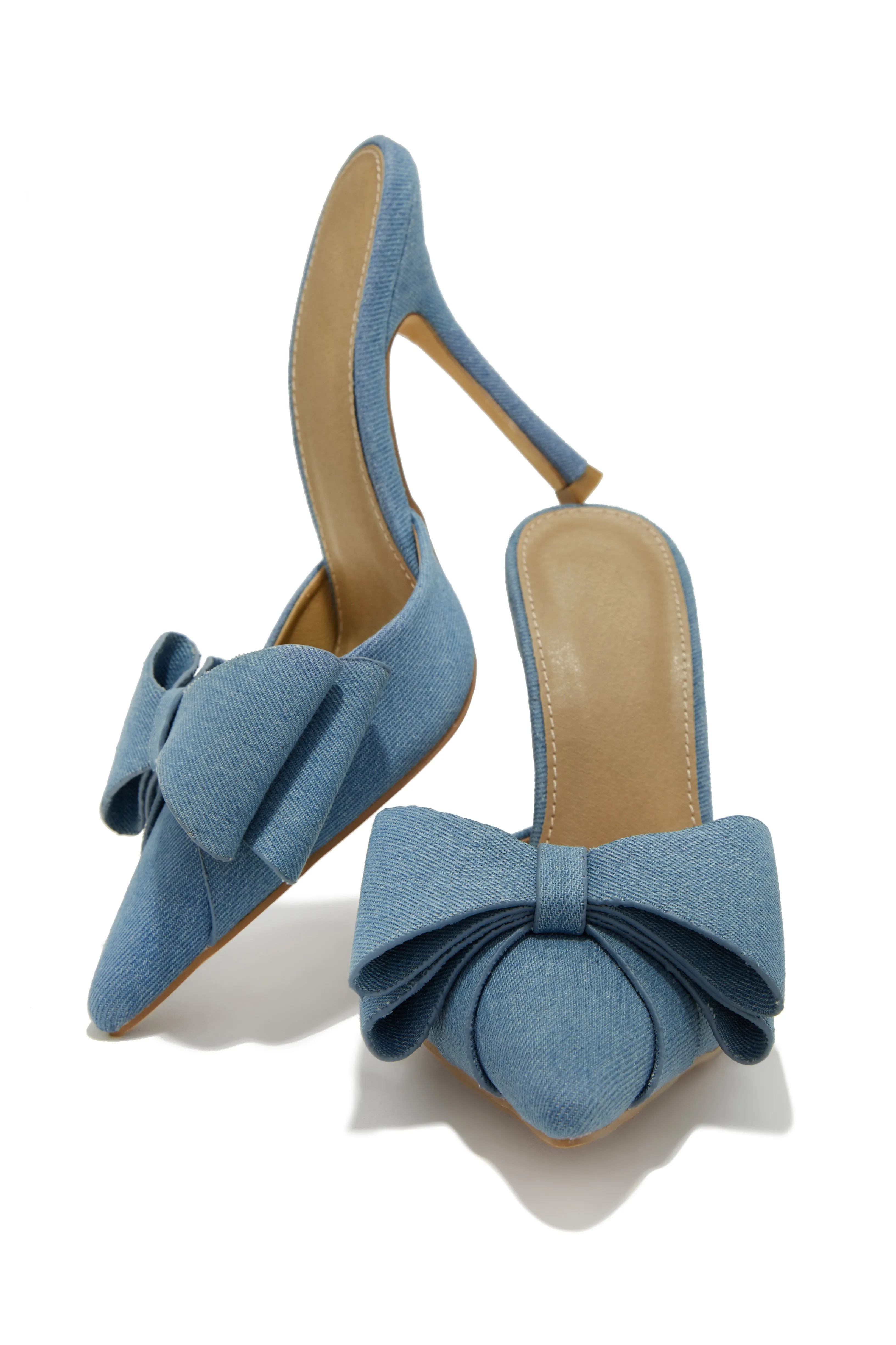 Jodene Bow Front Mule Heels - Blue