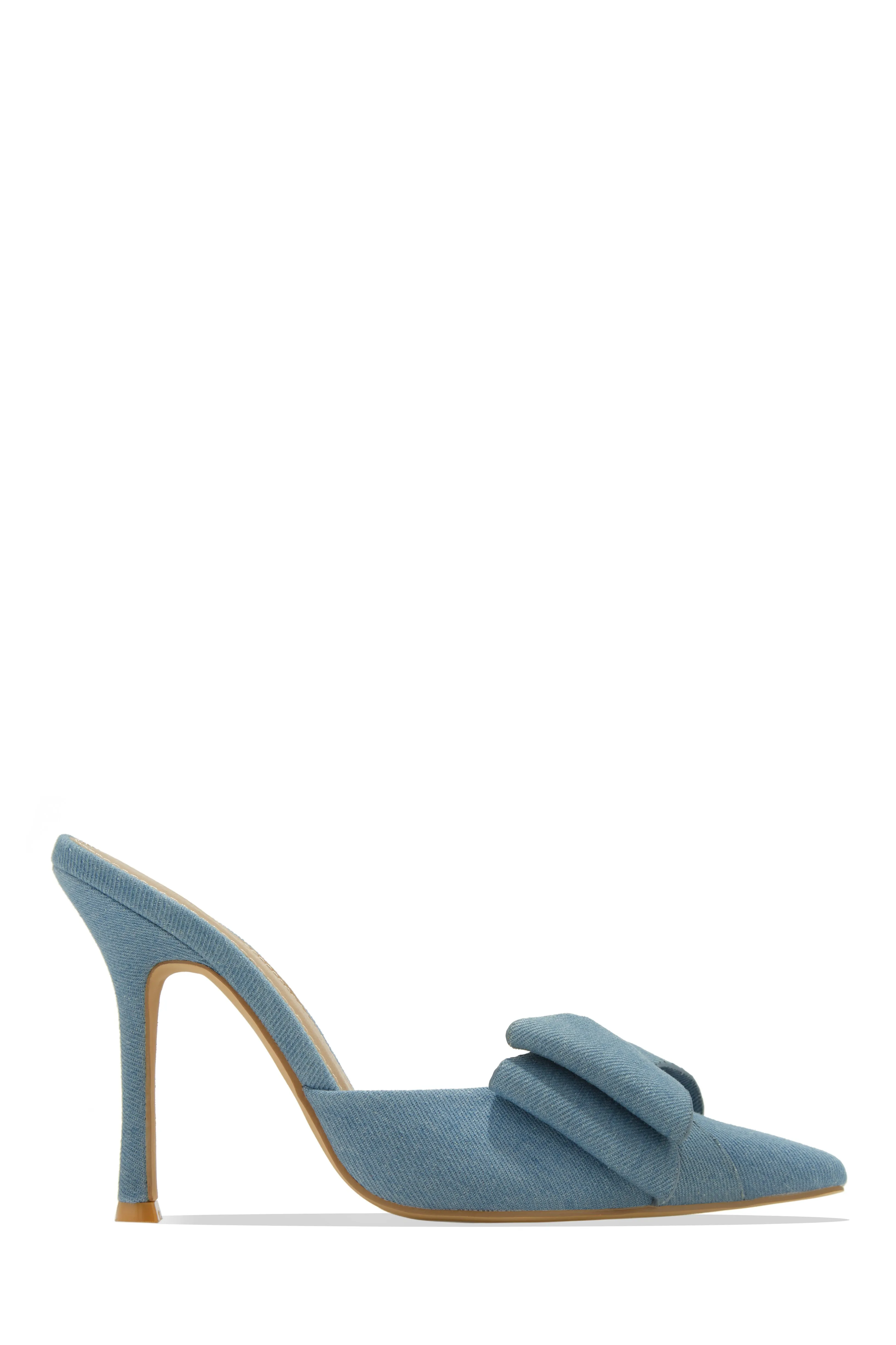 Jodene Bow Front Mule Heels - Blue