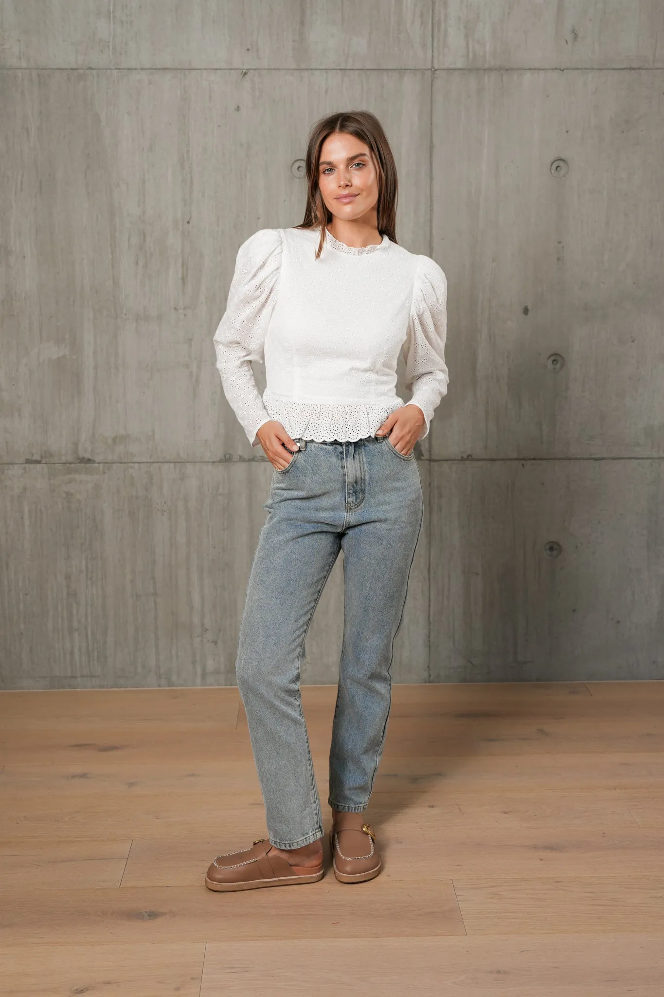 KARLIE LACE BLOUSE - Milk