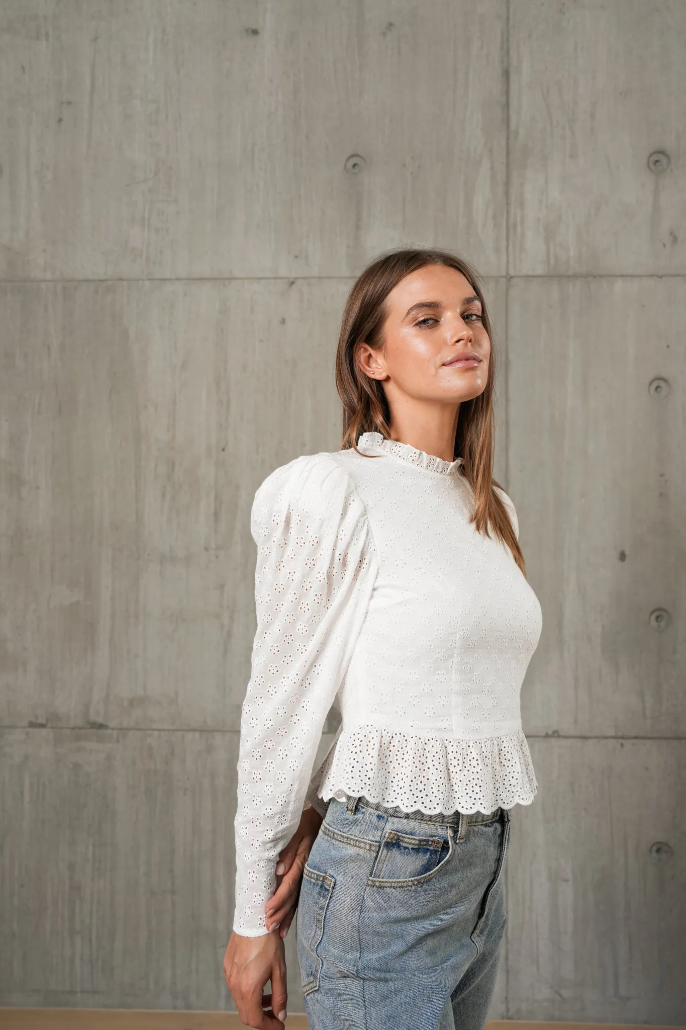 KARLIE LACE BLOUSE - Milk