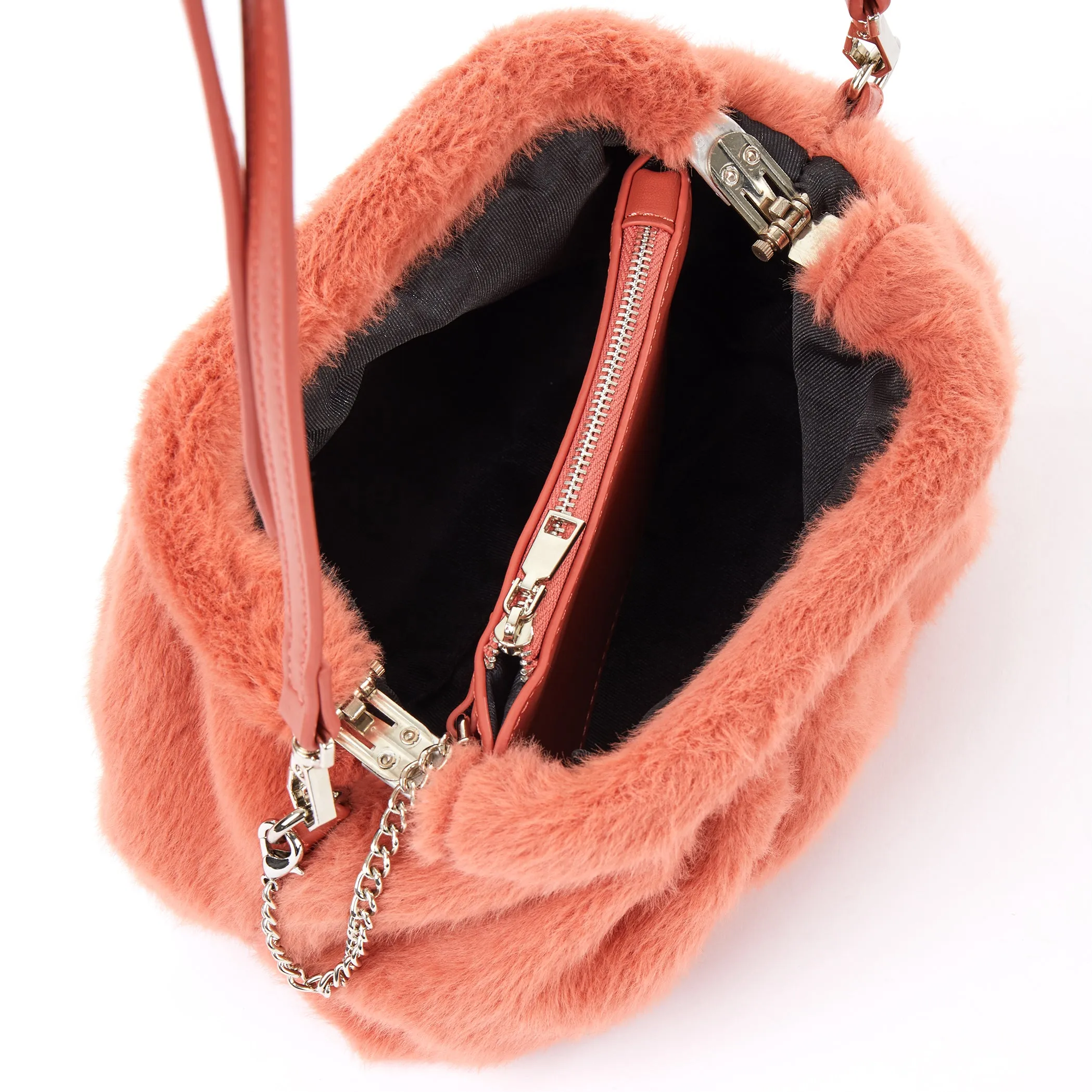 'Kyoto' Peach Faux Fur Mini Bag