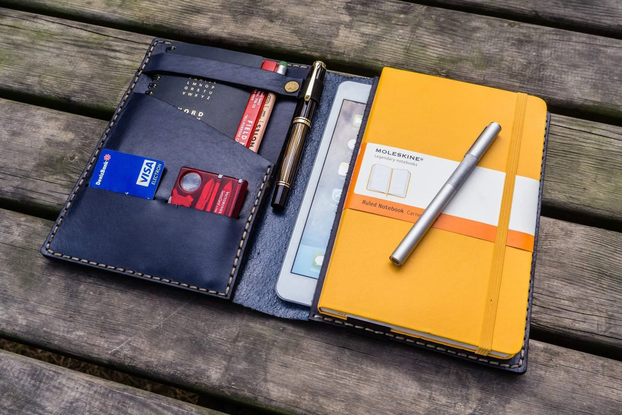 Leather Leuchtturm1917 A5 Notebook Cover - Navy Blue