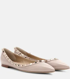 Leather Rockstud Valentino Garavani ballerinas, neutral