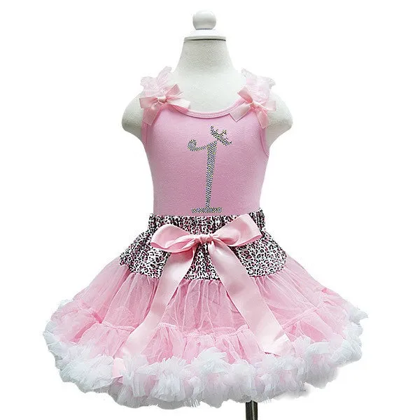 Light Pink Leopard Waist with White Ruffles Pettiskirt