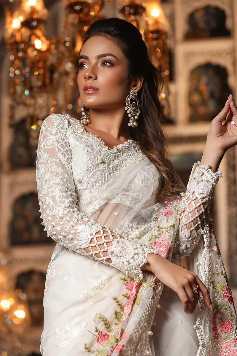 MARIA.B MBROIDERED Heritage Eid Collection 2019 – Pearl White (BD-1703)