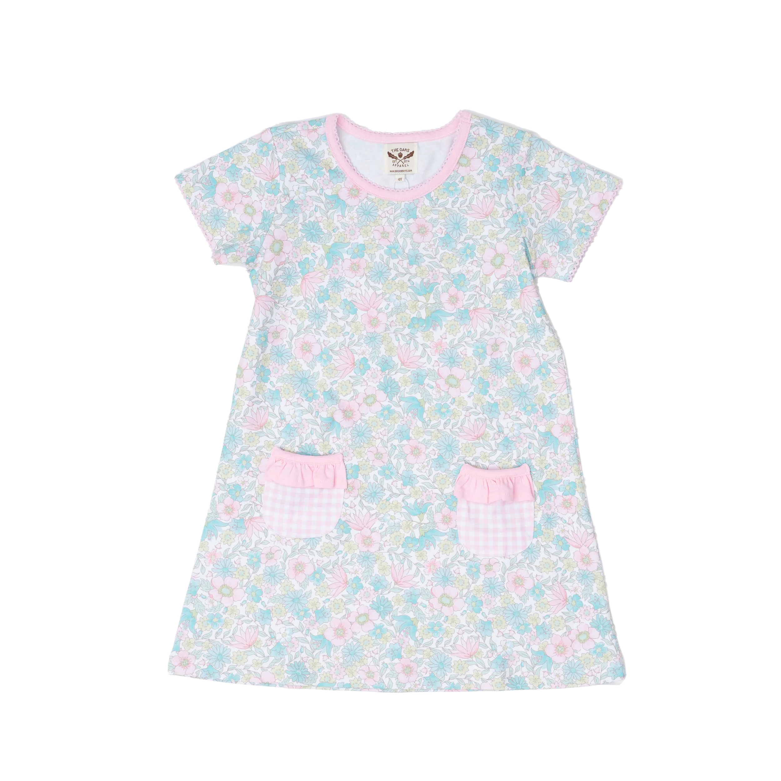 Mary Chase SS Pink Floral Gingham Dress