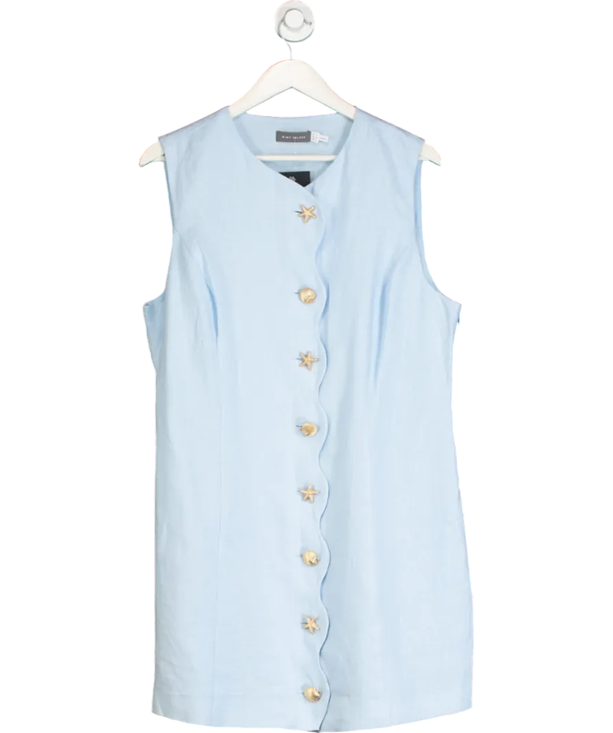 Mint Velvet Blue Linen Starfish Mini Dress UK 18