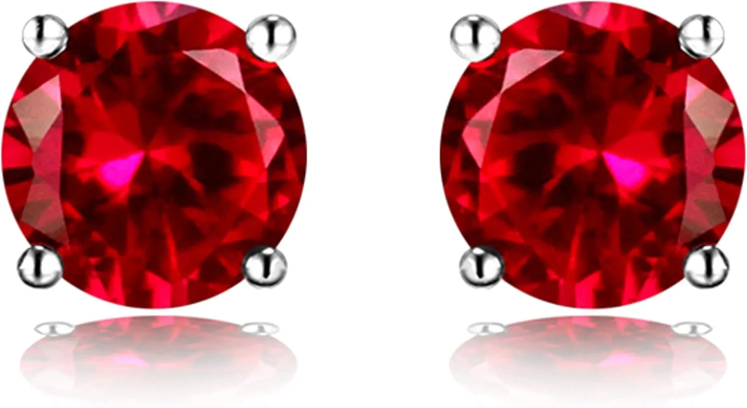 Navachi 925 Sterling Silver 18k White Gold Plated 2.5ct 5MM Round Ruby Emerald Sapphire Stud Earrings