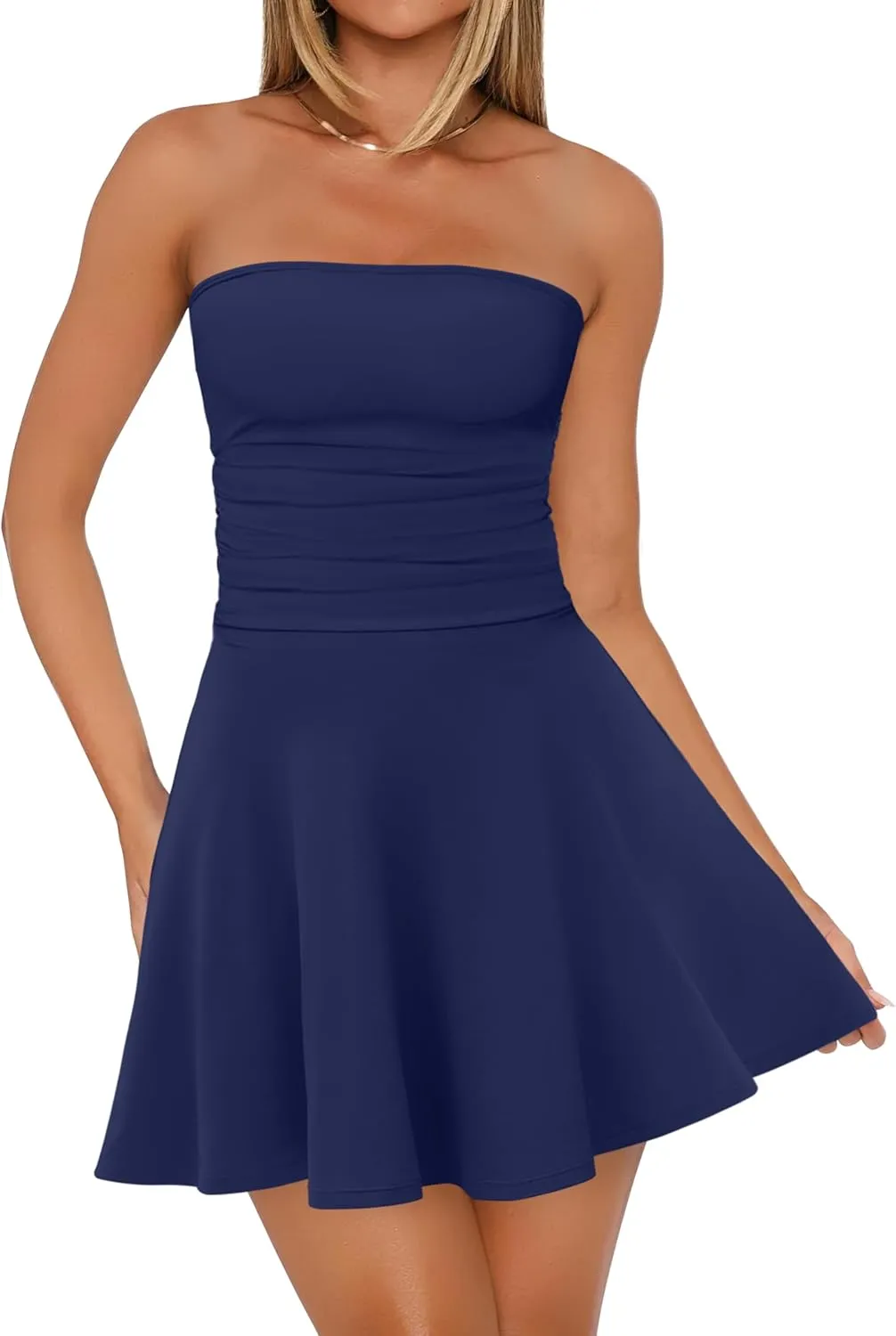 OFEEFAN Womens Tube Dresses Strapless Homecoming Graduation Formal Party Club Mini Dress Date Outfits