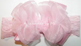 Organza Satin Bow Wide Lace Headband