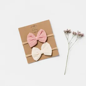 Over the Dandelions Bow Headband set of 2 - Shell Pink   Milk
