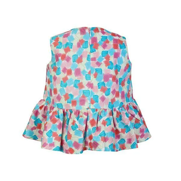 PEACH BLUE FLORAL DRESS SHORT SET WITH HAIR BAND