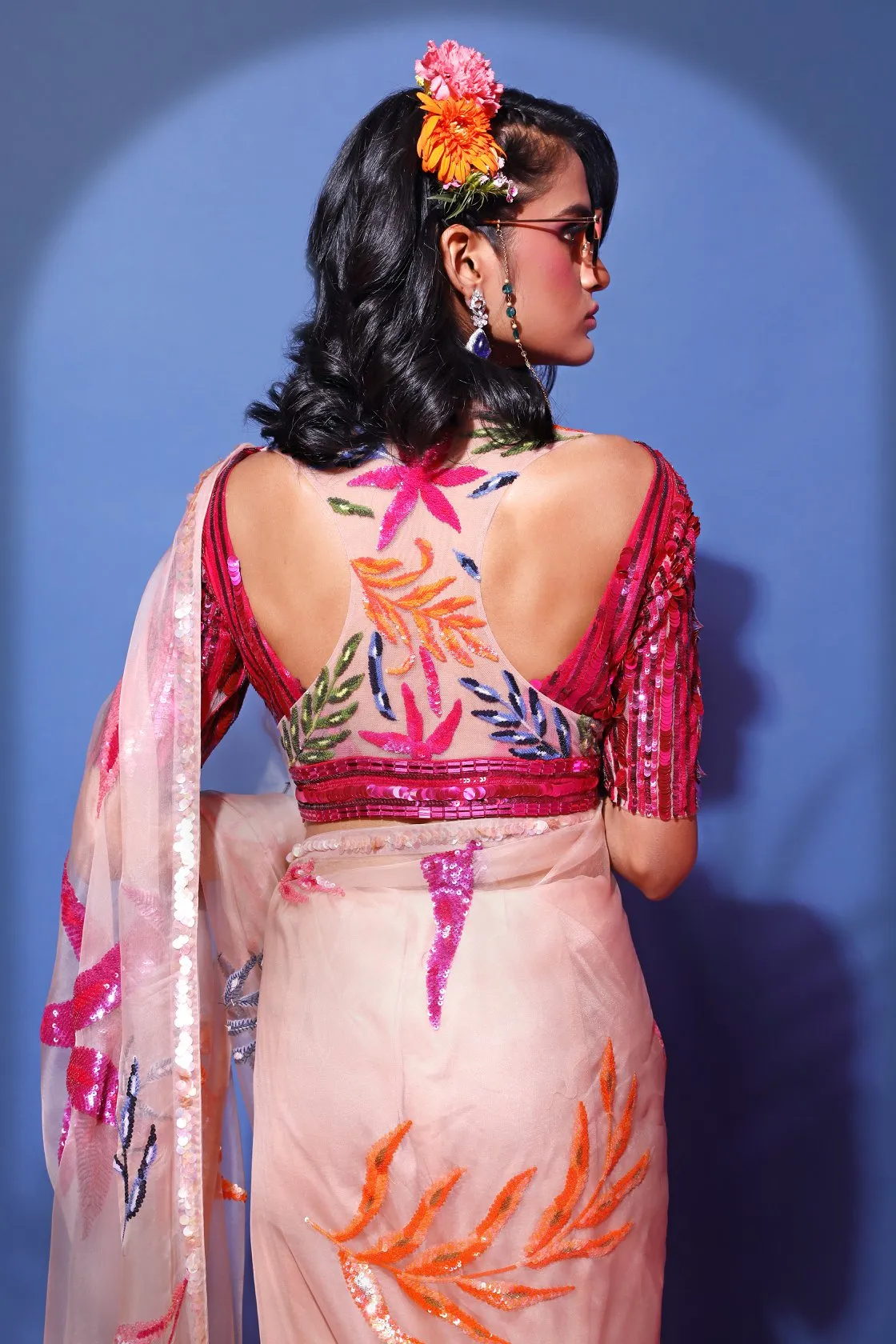 Pink sequence embelished blouse