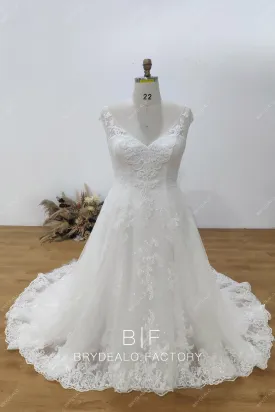 Plus Size Designer Lace Glitter Modern Ball Gown Wedding Dress