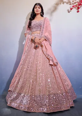 Premium Georgette Exquisite Baby Pink Marriage Wear Lehenga Choli