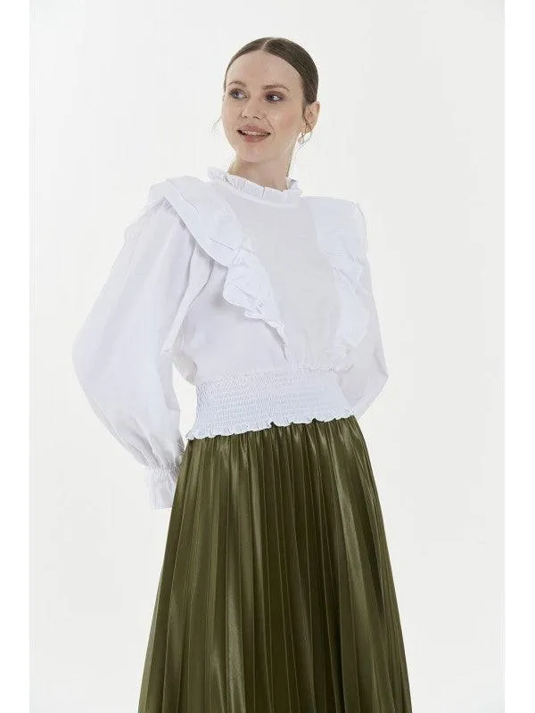 RUFFLED PUFF SLEEVES VIOLA BLOUSE - 2
