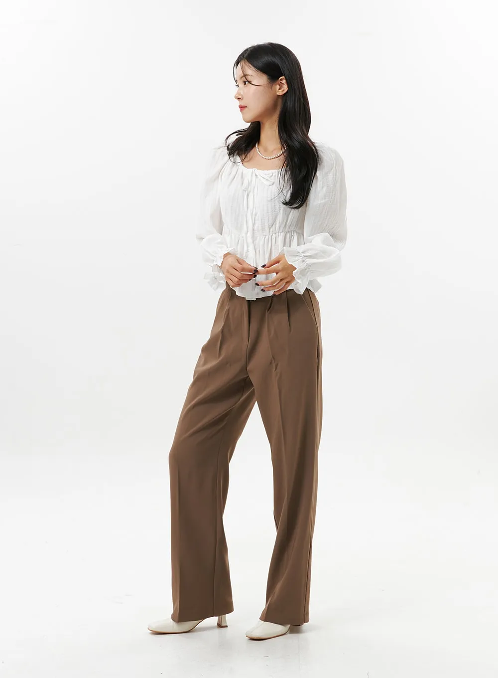 Ruffled Square Neck Blouse OO312