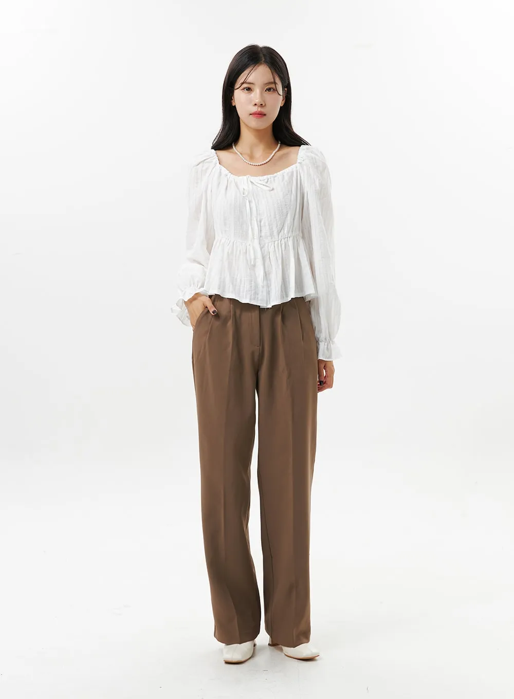 Ruffled Square Neck Blouse OO312