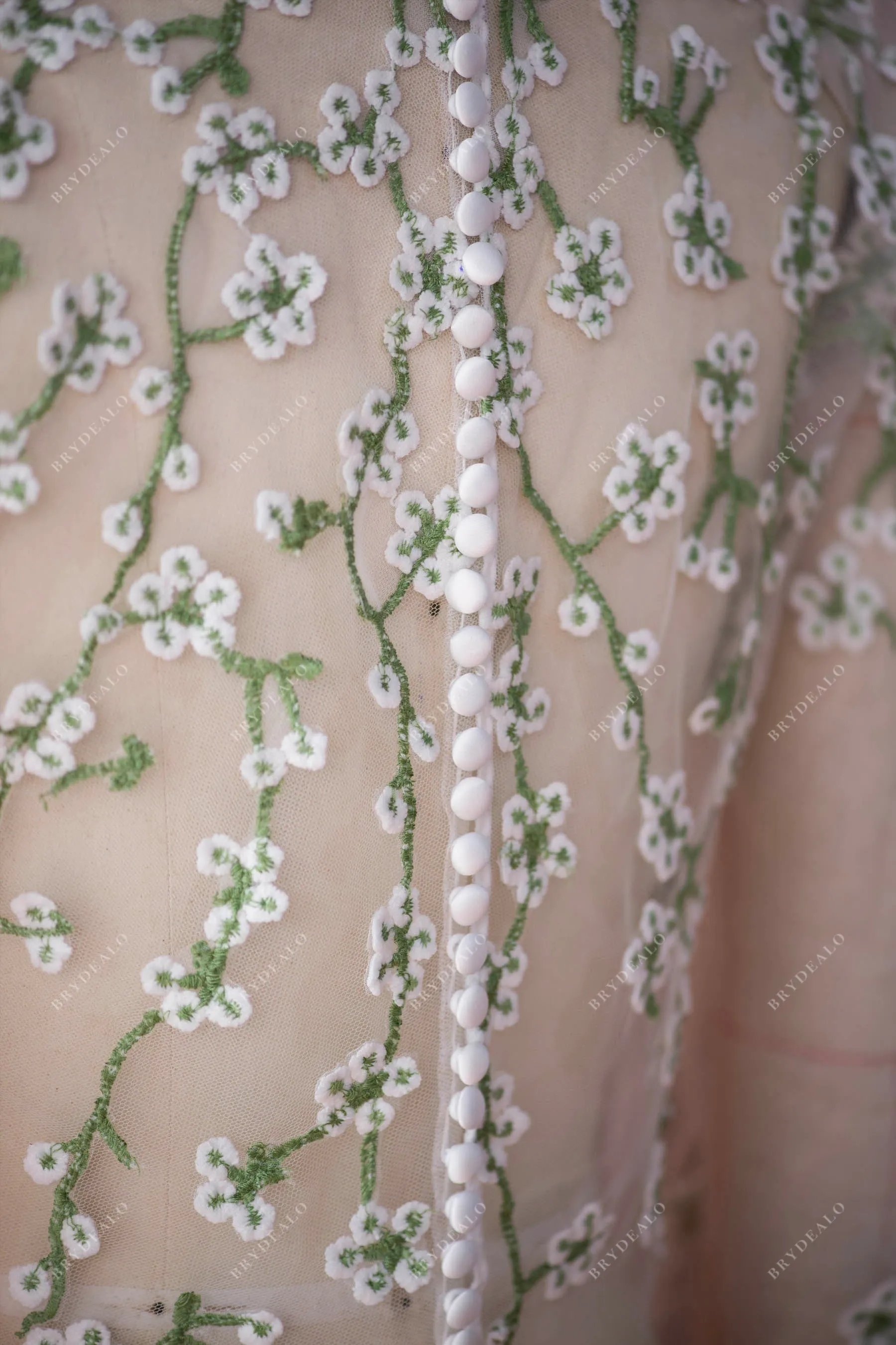 Rustic Flower Lace Bubble Sleeve Blouse Ball Gown Wedding Dress