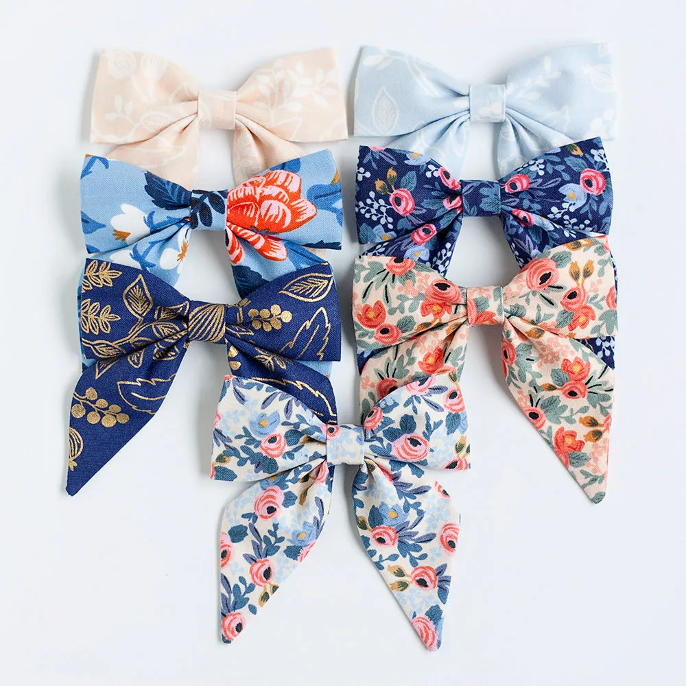 Sailor Bow Clip Or Headband / Rosa In Periwinkle